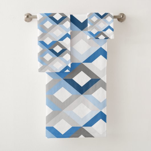 ensemble serviettes de bain chevrons bleus (En situation)