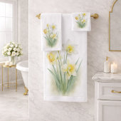 Ensemble serviettes de bain florales narcisse