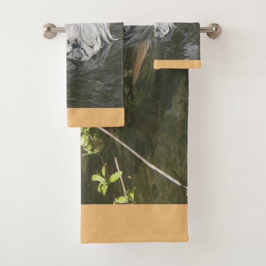 Ensemble serviettes de bain Héron cendré de bain (En situation)