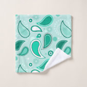 ensemble serviettes de bain vert à motifs paisley (Gant de toilette)