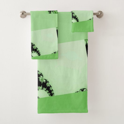 Ensemble serviettes de bain vert jardin fractal (En situation)