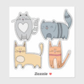 Ensemble super mignon CATS 4 Stickers Ordinateur P (Feuille)