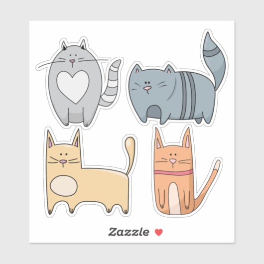 Ensemble super mignon CATS 4 Stickers Ordinateur P (Feuille)