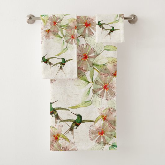 Ensemble tropical de serviette de Bath de fleurs (En situation)