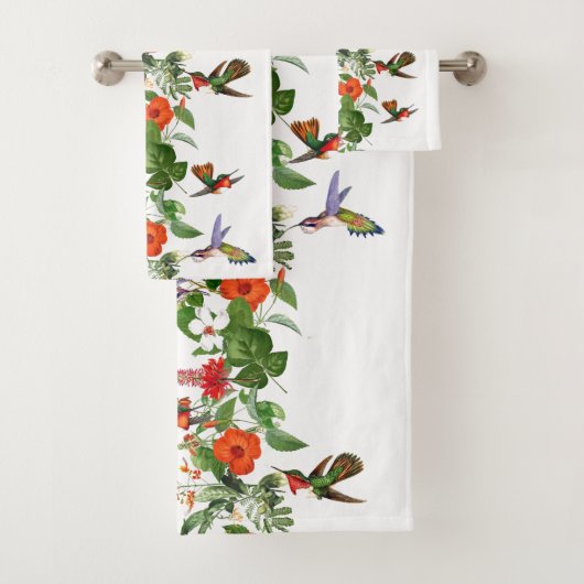 Ensemble tropical de serviette de Bath de fleurs (En situation)