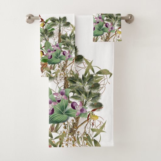 Ensemble tropical de serviette de Bath de fleurs (En situation)