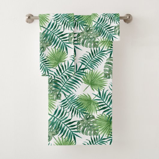 Ensemble tropical vert de serviette de salle de (En situation)
