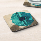 Ensemble turquoise de dessous de verre de pavot (Côté gauche)