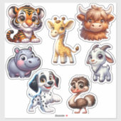 Ensemble unique de stickers animaux 3D (Feuille)