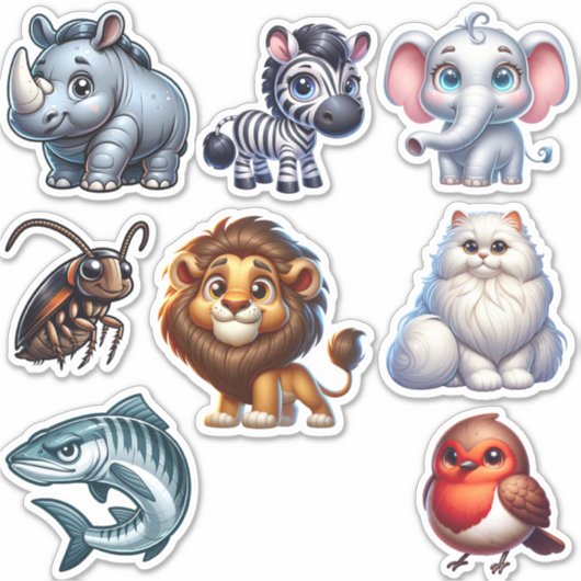 Ensemble unique de stickers animaux 3D (Devant)