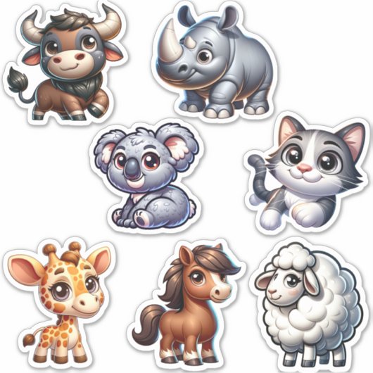 Ensemble unique de stickers animaux 3D (Devant)