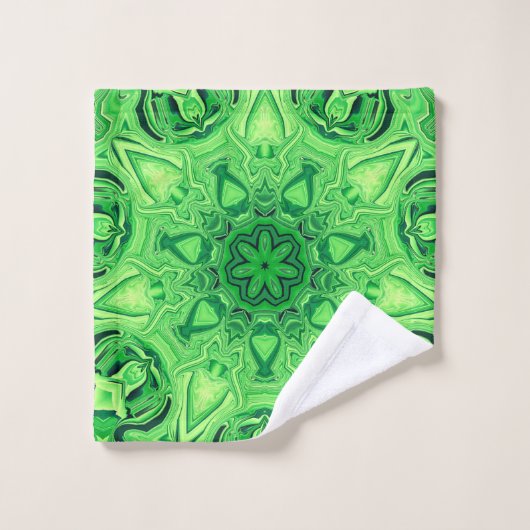 Ensemble vert de serviette de Bath de mandala (Gant de toilette)