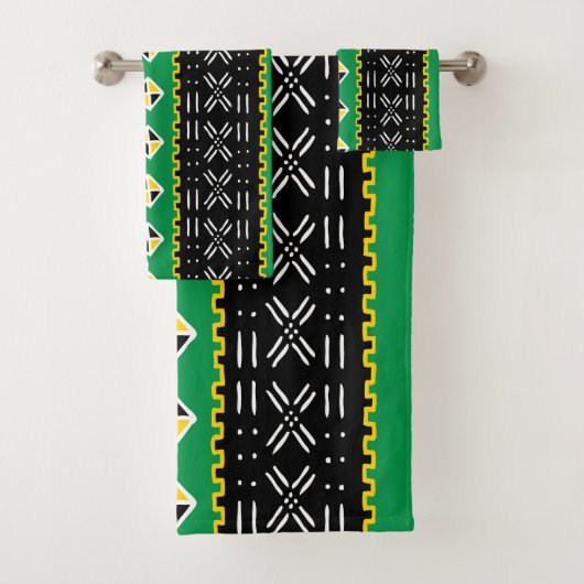 Ensemble vert et jaune noir de serviette de (En situation)