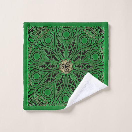 Ensemble vert irlandais de serviette de mandala de (Gant de toilette)