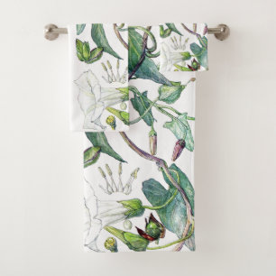 Ensemble vintage de serviette de Bath de fleurs de