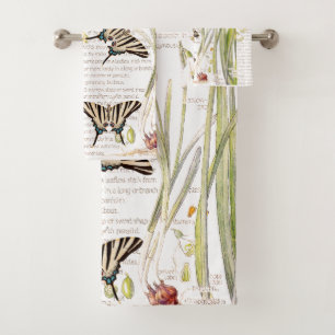 Ensemble vintage de serviette de Bath de fleurs de