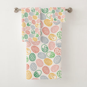 Ensemble vintage de serviette du motif d'oeufs