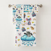 Ensembles de serviettes Chat Chien Souris Arc-en-c (En situation)