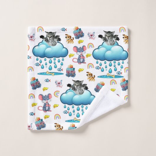 Ensembles de serviettes Chat Chien Souris Arc-en-c (Gant de toilette)