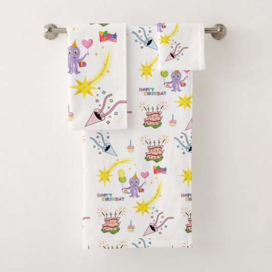 Ensembles de serviettes de bain, Cupcake Joyeux An (En situation)