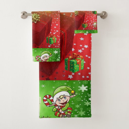 Ensembles de serviettes de bain de Noël, Elfe (En situation)