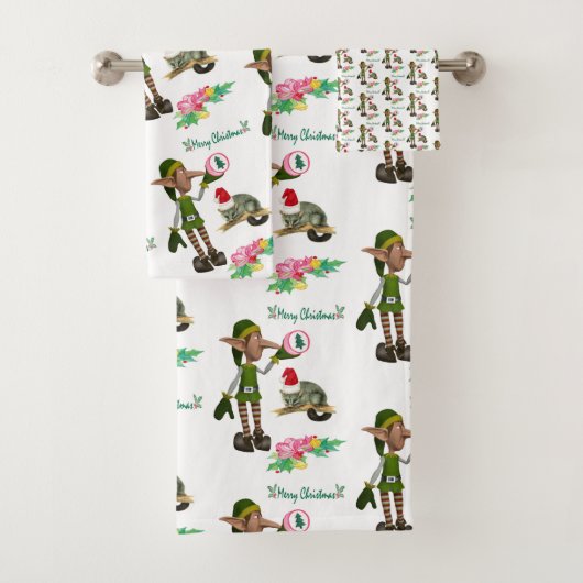 Ensembles de serviettes de bain de Noël, Elfe (En situation)