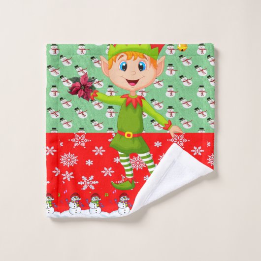 Ensembles de serviettes de bain de Noël, Elfe bonh (Gant de toilette)