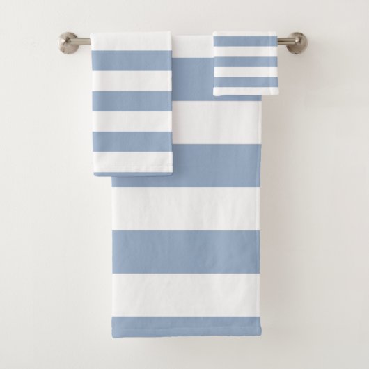 Ensembles de serviettes de bain rayées bleu et bla (En situation)