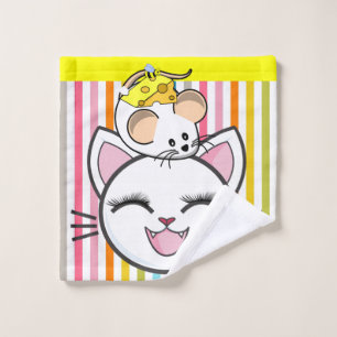 Ensembles de serviettes de salle de bain Chat Sour