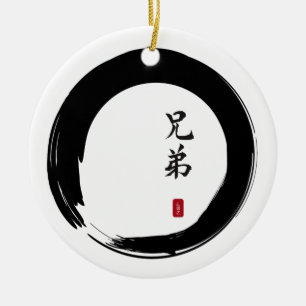 Enso Circle en Brother Calligrafie Keramisch Ornament
