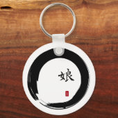 Enso Cirkel met Symbool voor Dochter Sleutelhanger (Voorkant)