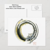 Enso met PAX, Sumi-e Briefkaart (Voorkant / Achterkant)