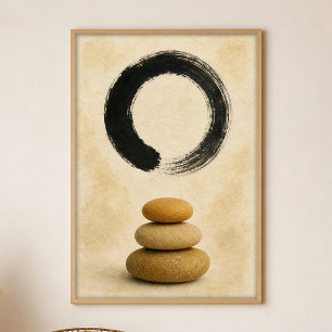 Enso Over Stones Gouache Boho Kunstposter Poster