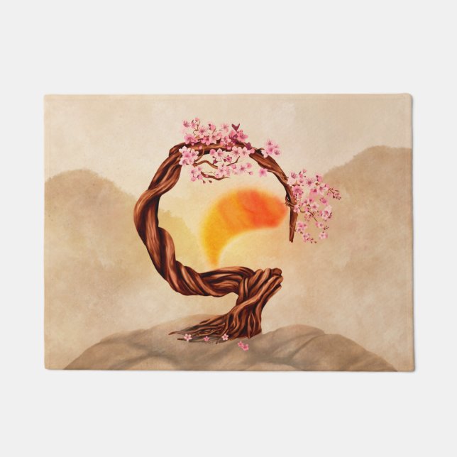 Enso Zen Blossoming Sakura Bonsai Deurmat (Voorkant)