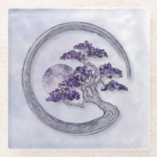 Enso Zen Circle Amethyst Bonsai boom Glazen Onderzetter