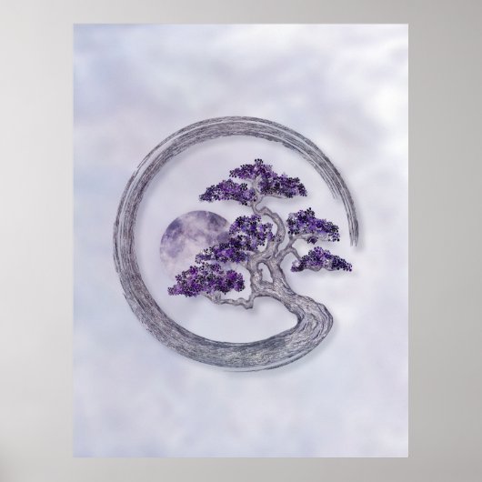 Enso Zen Circle Amethyst Bonsai boom Poster (Voorkant)