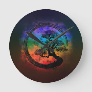 Enso Zen Circle and Bonsai Tree Nebula Ronde Klok