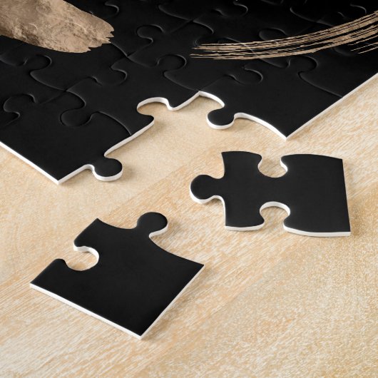 Enso Zen Circle and Tree - Gold op zwart Legpuzzel (Zijkant)