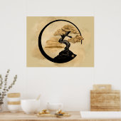 Enso Zen Circle Bonsai - Golden Sunrise Poster (Keuken)