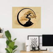 Enso Zen Circle Bonsai - Golden Sunrise Poster (Thuiskantoor)