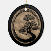 Enso Zen Circle en Bonsai Tree Gold Keramisch Ornament (Links)