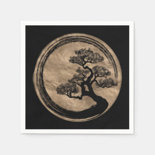 Enso Zen Circle en Bonsai Tree Gold Servet