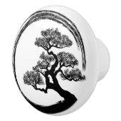Enso Zen Circle en Bonsai Tree Keramische Knop (Rechts)
