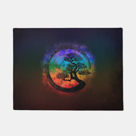 Enso Zen Circle en Bonsai Tree Nebula Deurmat (Voorkant)