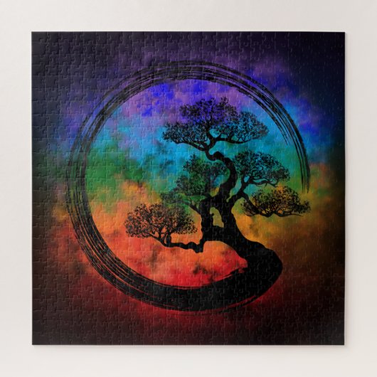 Enso Zen Circle en Bonsai Tree Nebula Legpuzzel (Verticaal)