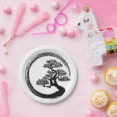 Enso Zen Circle en Bonsai Tree Papieren Bordje (Feest)