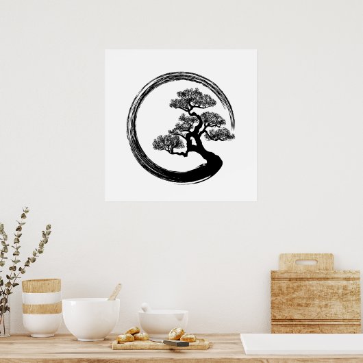 Enso Zen Circle en Bonsai Tree Poster (Keuken)