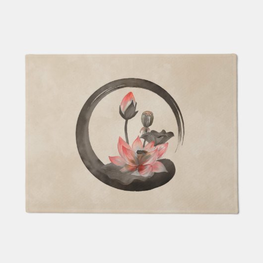 Enso Zen Circle en Lotus Deurmat (Voorkant)