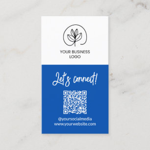 Enszijdige blauwe Let's Connect QR-code Visitekaartje