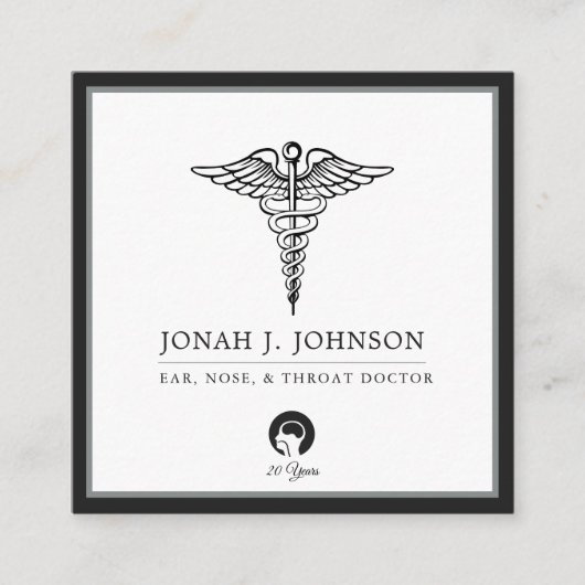 ENT Dr. Minimalist Black | Grijze grens Vierkante Visitekaartje (Voorkant)